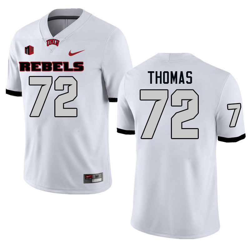 Men #72 Will Thomas UNLV Rebels College Football Jerseys Stitched-White